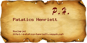 Patatics Henriett névjegykártya